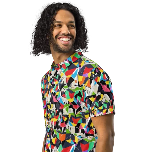 Patchwork Pulse on a Men's Slim Fit Polo Shirt