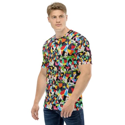 Patchwork Pulse on a Men's Crew Neck T-Shirt