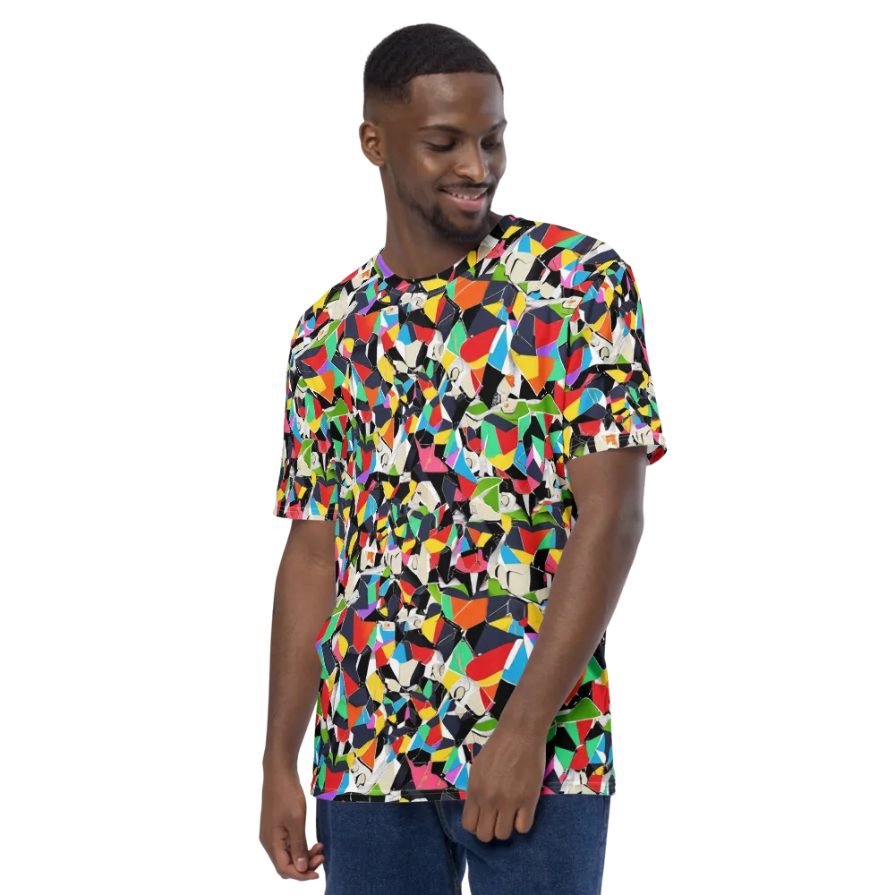 Patchwork Pulse on Men's Crew Neck T-Shirt — Left