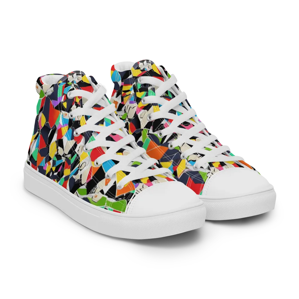 Patchwork Pulse on Men's High Top Canvas Shoes — Right Front