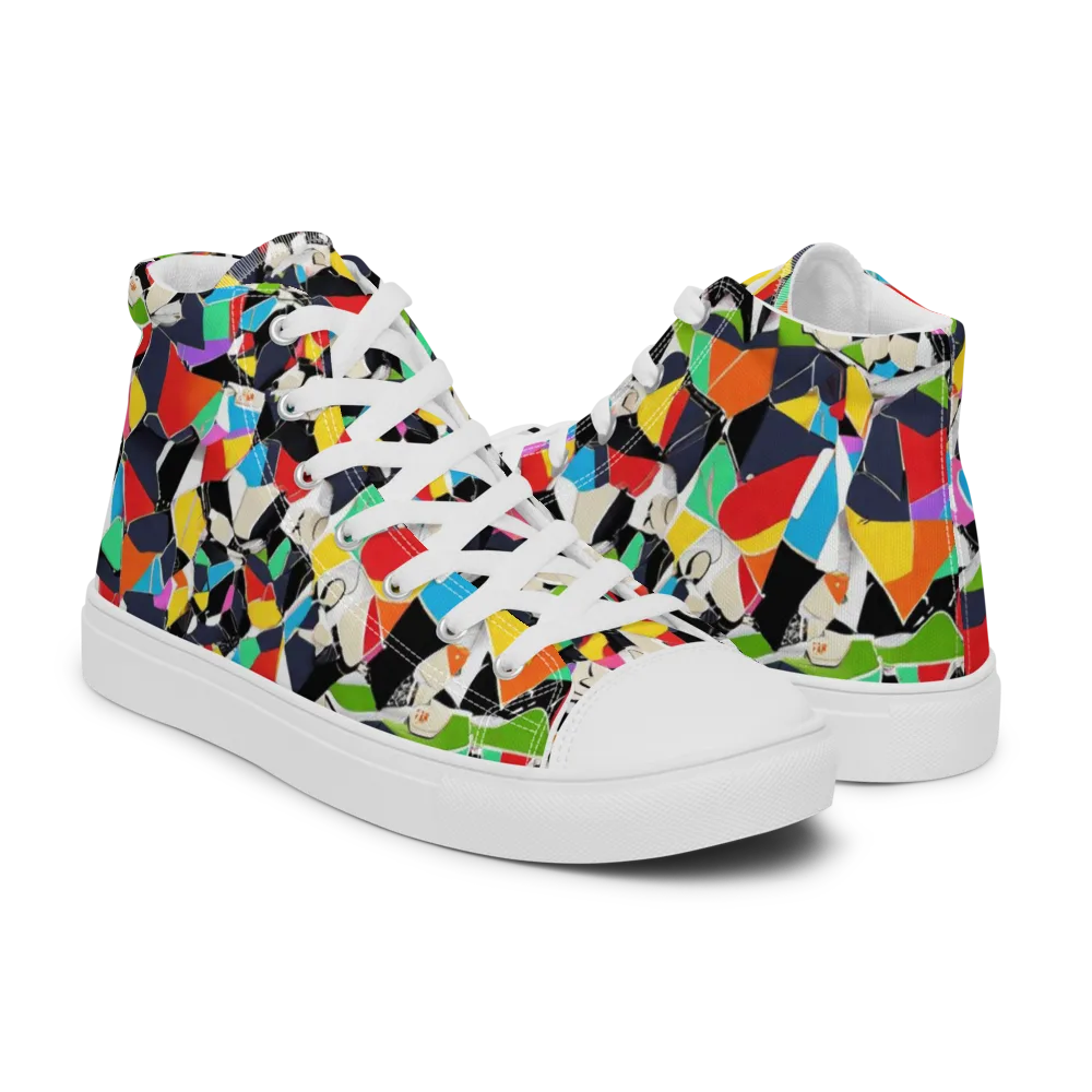 Patchwork Pulse on Men's High Top Canvas Shoes — Right