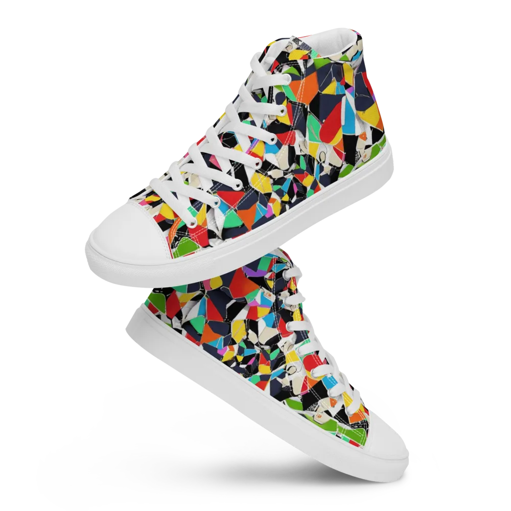 Patchwork Pulse on Men's High Top Canvas Shoes — Front
