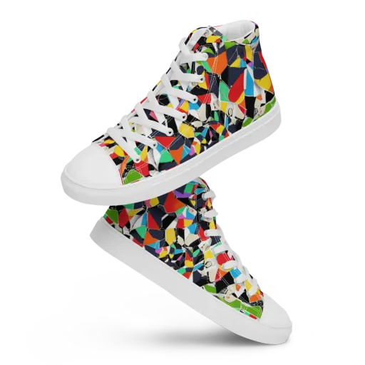 Patchwork Pulse on a Men's High Top Canvas Shoes