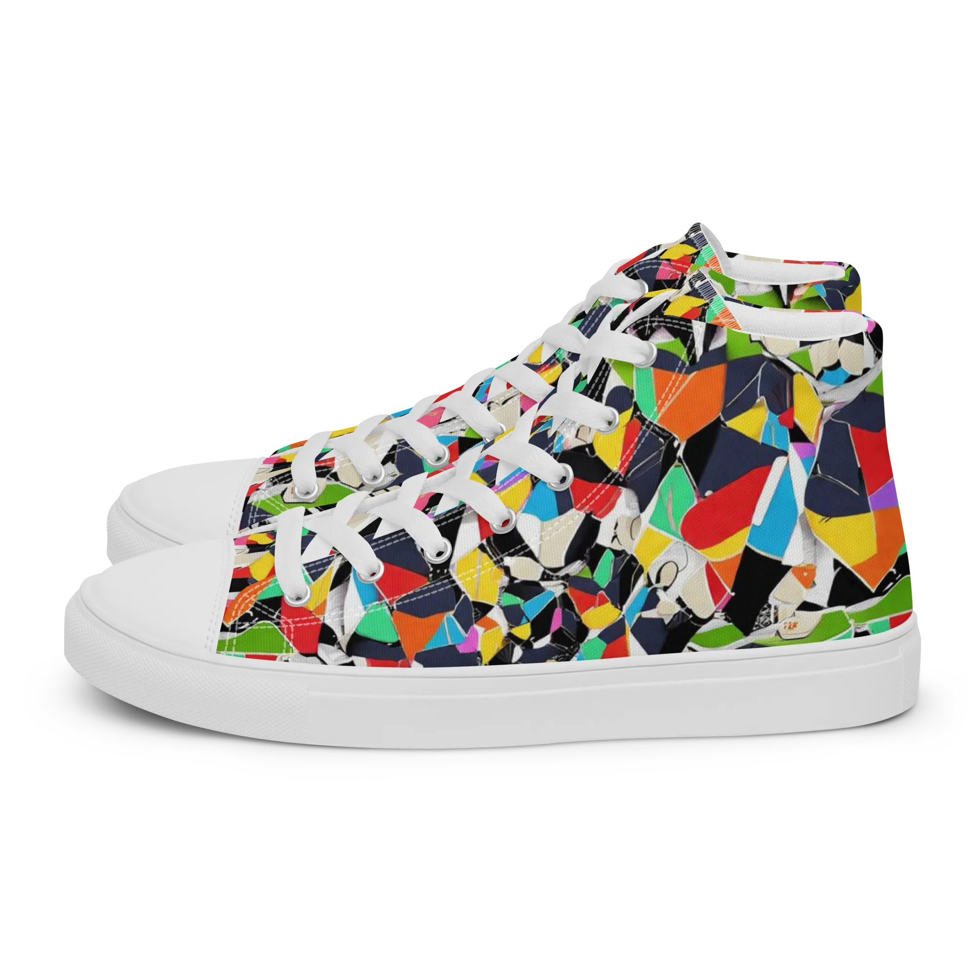 Patchwork Pulse on Women's High Top Canvas Shoes — Left