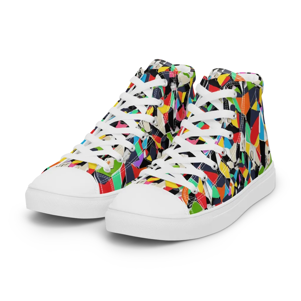 Patchwork Pulse on Women's High Top Canvas Shoes — Left Front