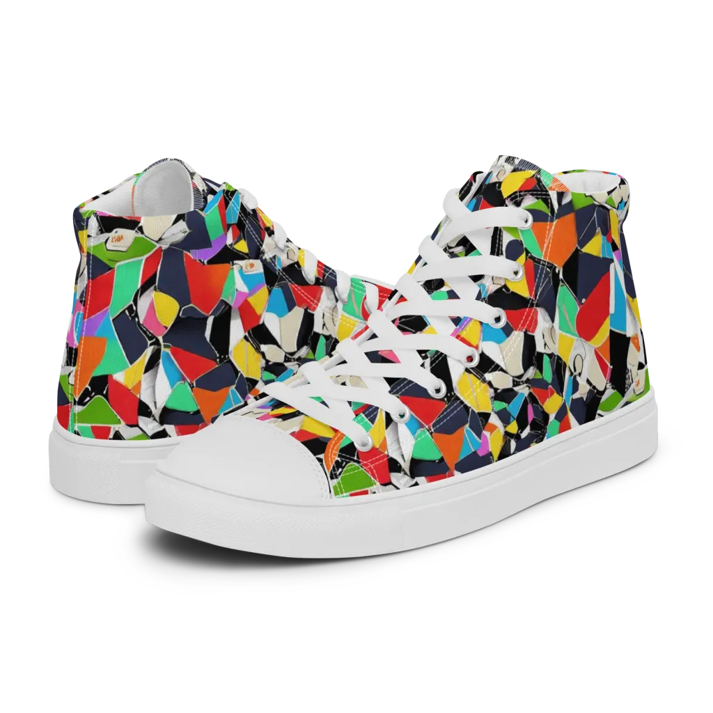 Patchwork Pulse on Women's High Top Canvas Shoes — Left