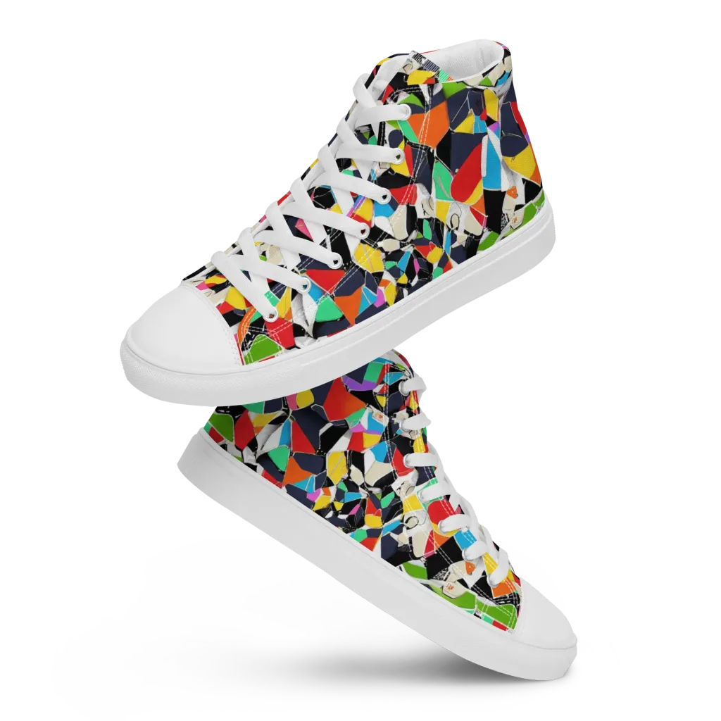 Patchwork Pulse on Women's High Top Canvas Shoes — Front