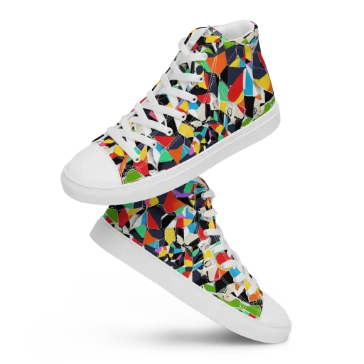 Patchwork Pulse on a Women's High Top Canvas Shoes