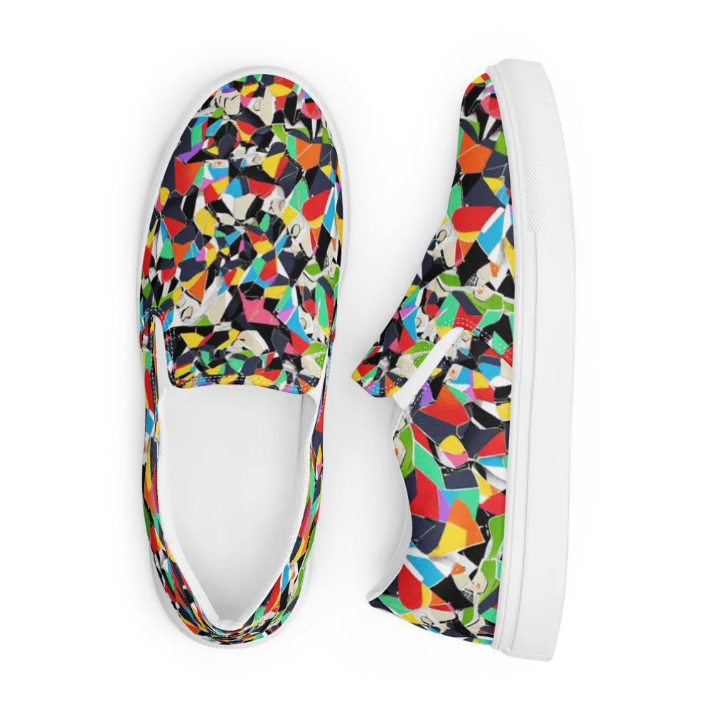 Patchwork Pulse on Men's Slip-On Canvas Shoes — Front