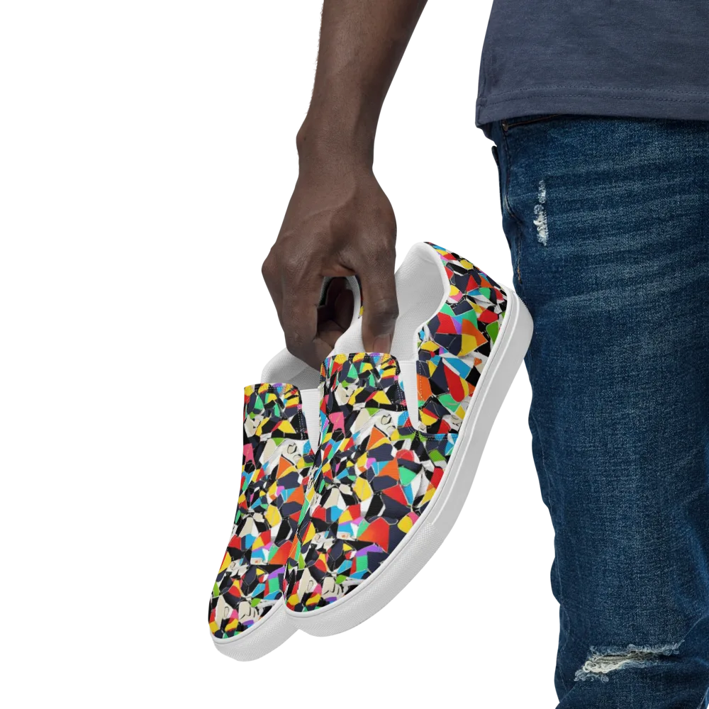 Patchwork Pulse on Men's Slip-On Canvas Shoes — Left Front
