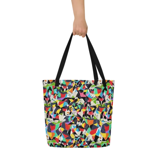 Patchwork Pulse on a Large Tote Bag W/ Pocket