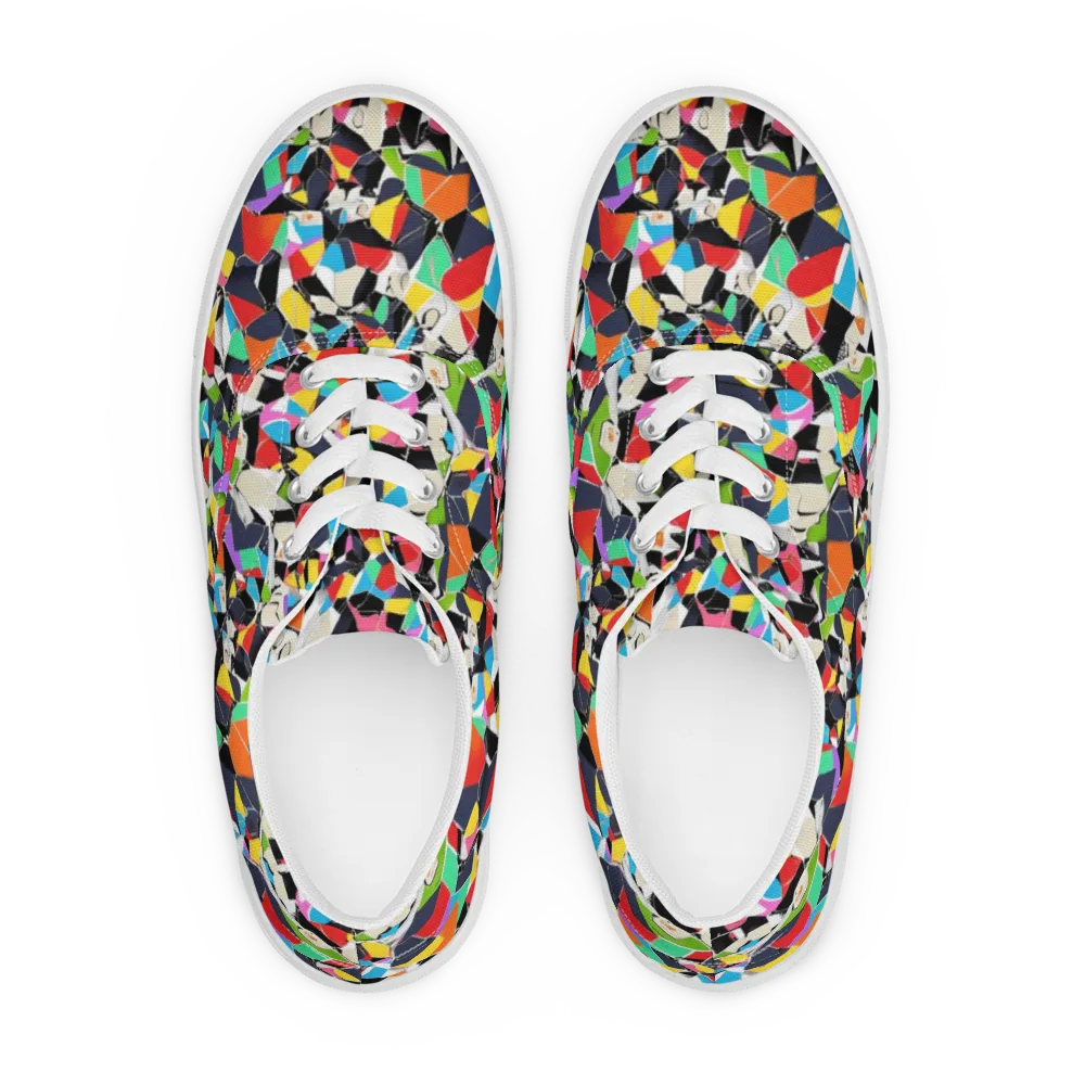 Patchwork Pulse on Men's Lace-Up Canvas Shoes — Front