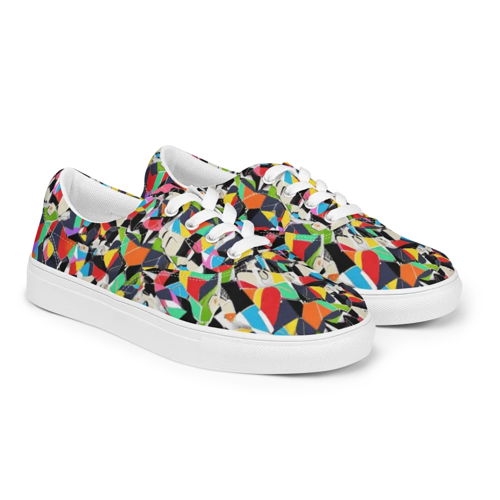 Patchwork Pulse on Men's Lace-Up Canvas Shoes — Right Front