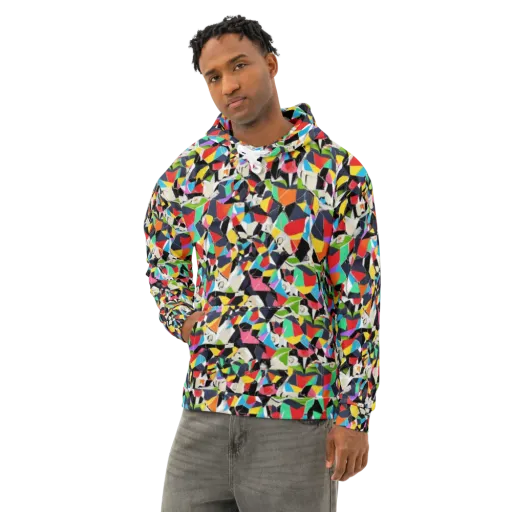 Patchwork Pulse on a Cotton Hoodie