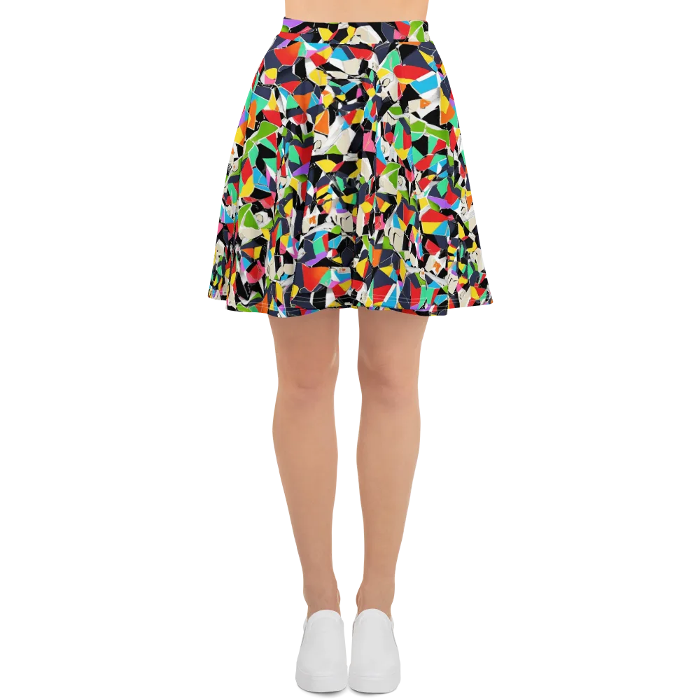 Patchwork Pulse on Skater Skirt — Front