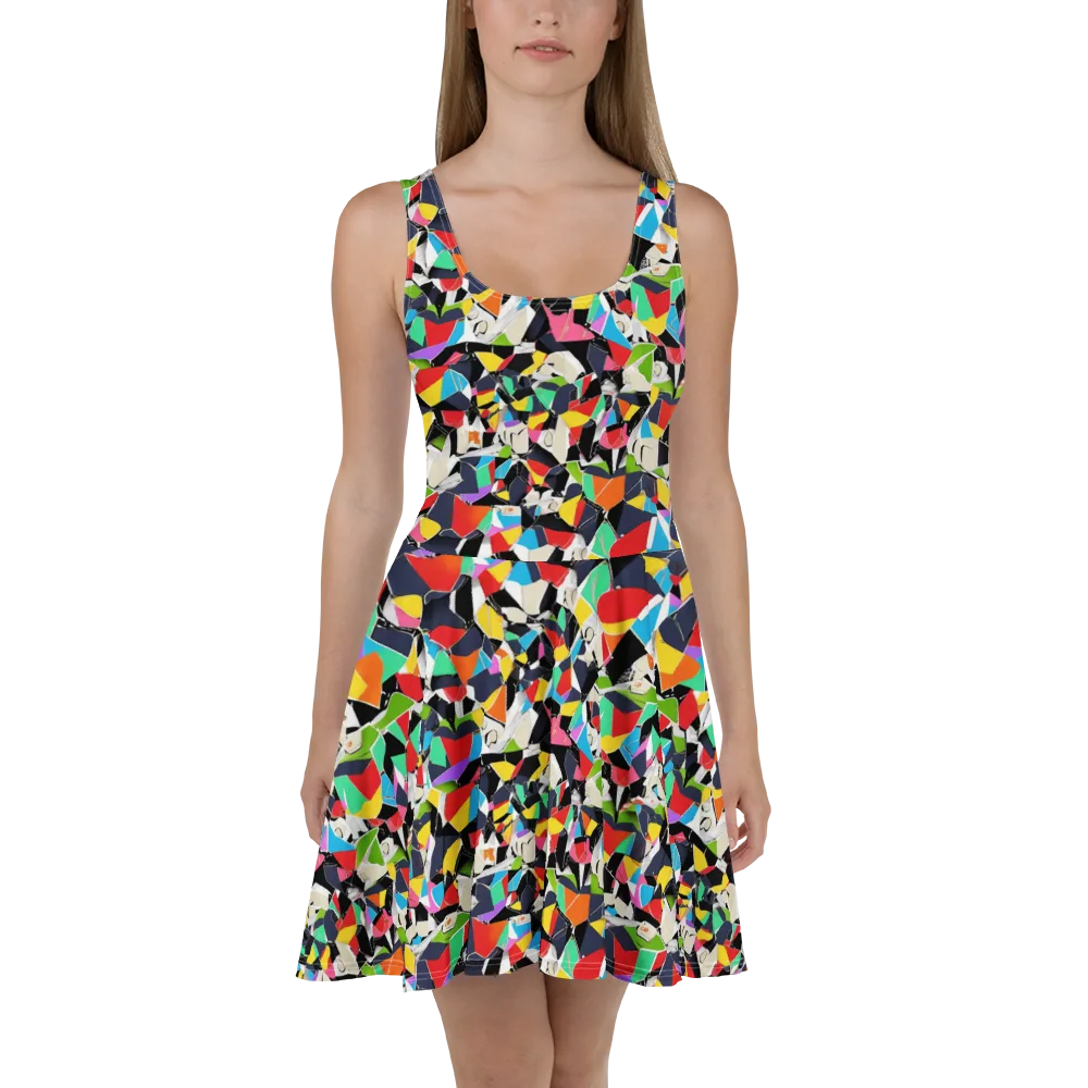 Patchwork Pulse on Skater Dress — Front