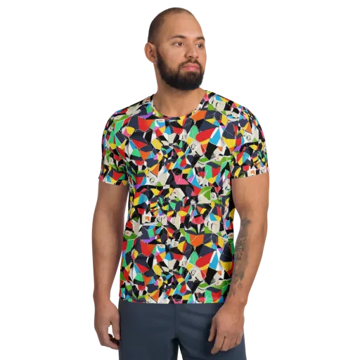 Patchwork Pulse on a Men's Athletic T-Shirt
