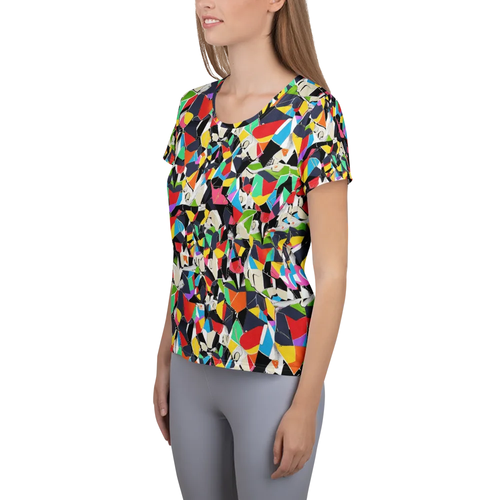 Patchwork Pulse on Women's Athletic T-Shirt — Left