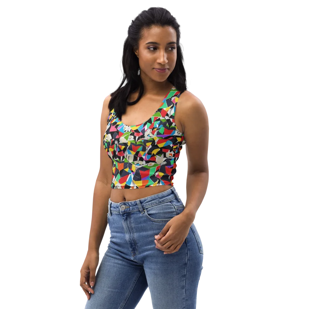 Patchwork Pulse on Crop Top — Left Front