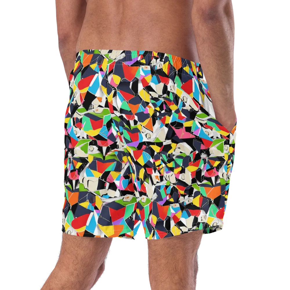 Patchwork Pulse on Swim Trunks — Right Back
