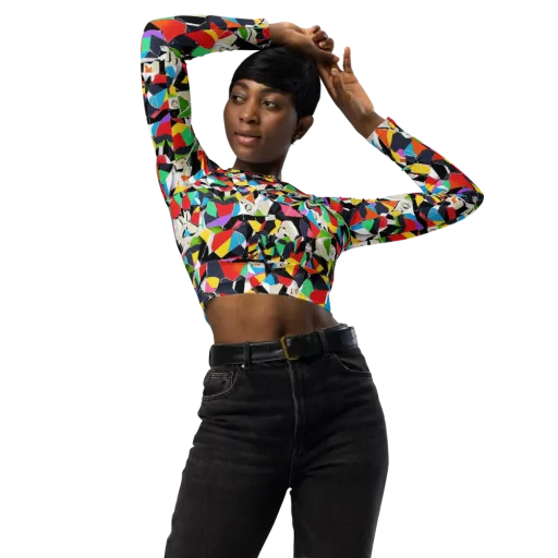 Patchwork Pulse on a Long Sleeve Crop Top