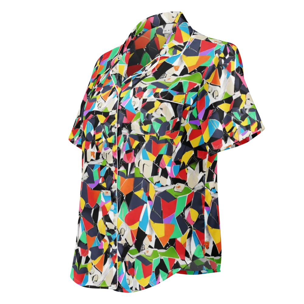 Patchwork Pulse on Women's Short Sleeve Pajama Top — Left Front