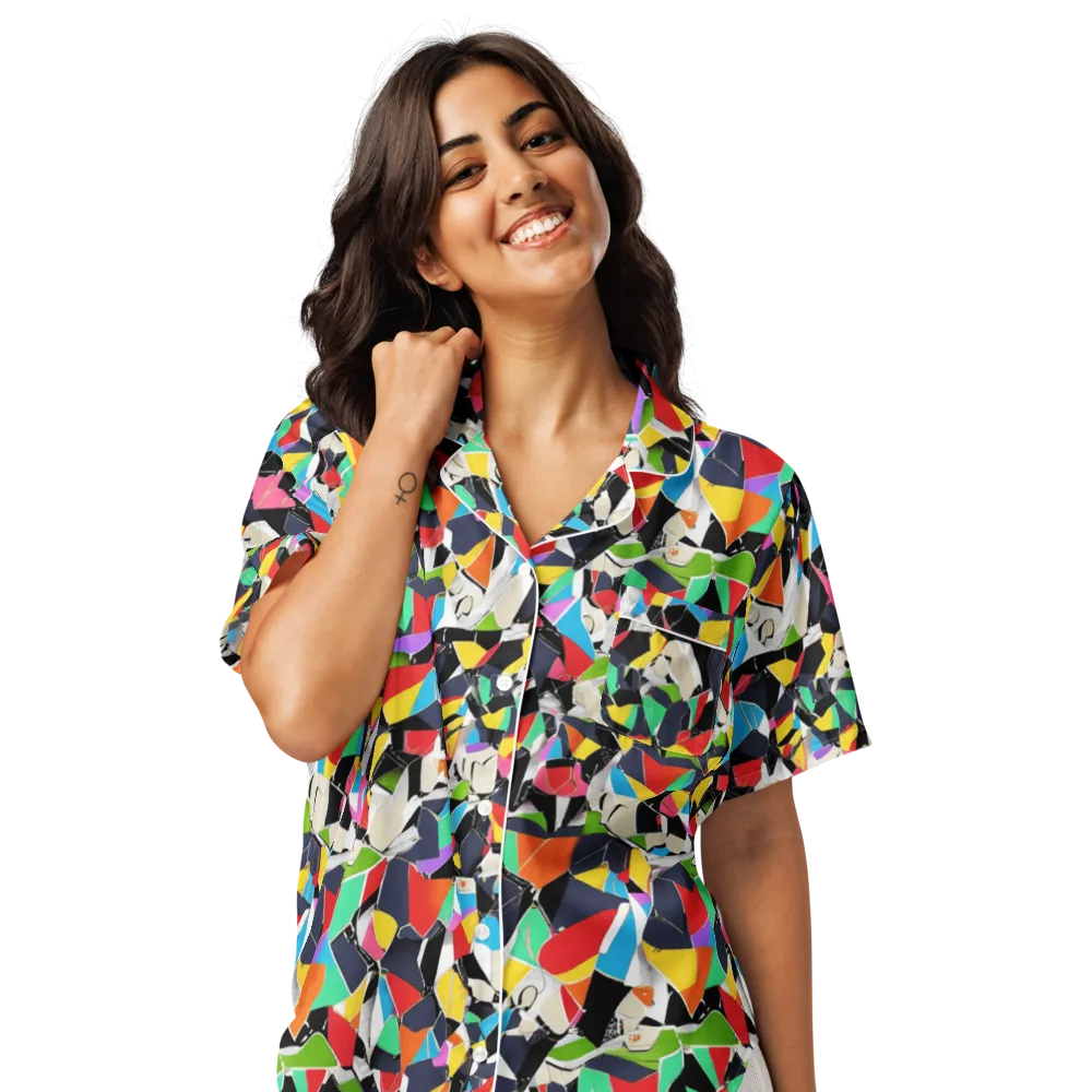 Patchwork Pulse on Women's Short Sleeve Pajama Top — Front