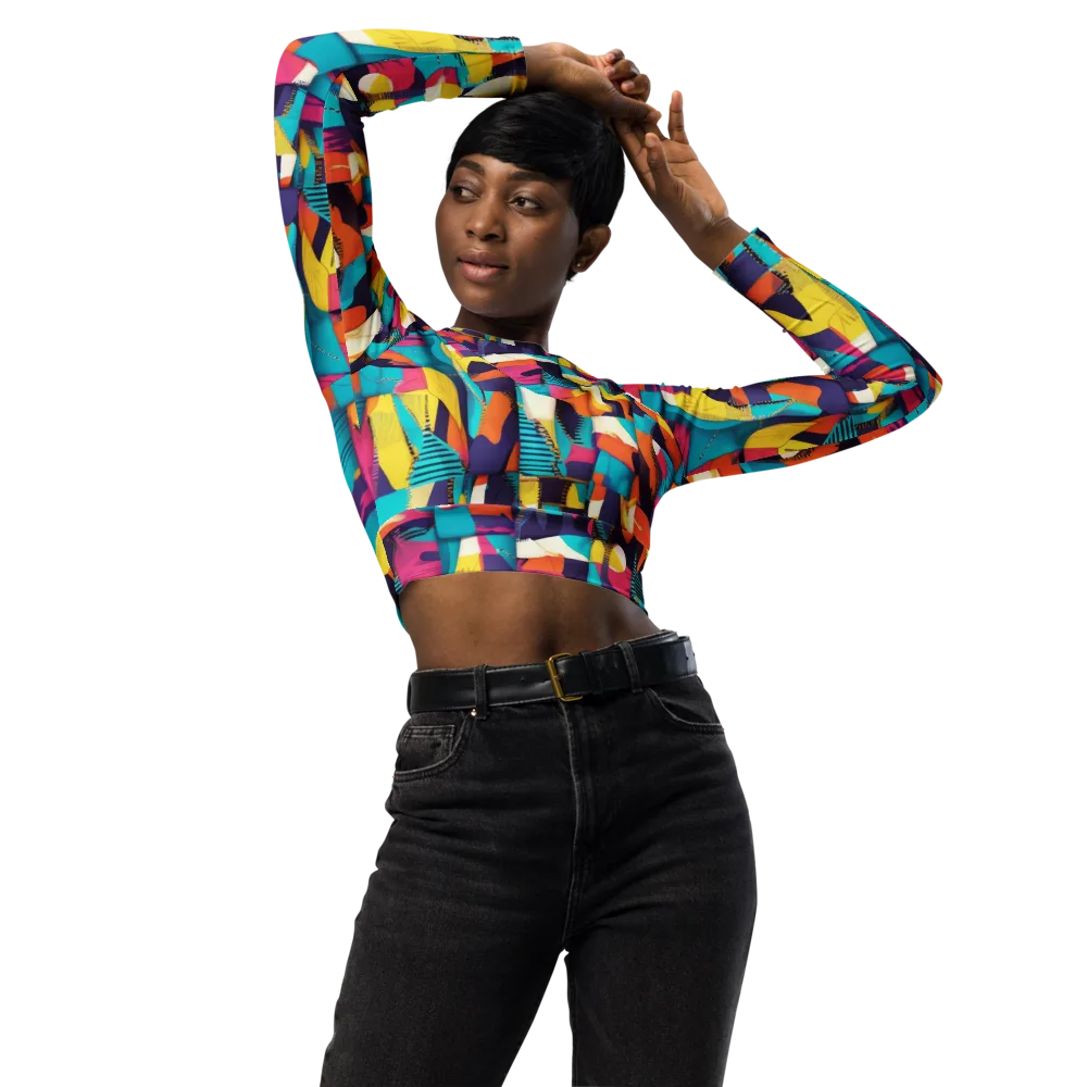 Runway Voltage on Long Sleeve Crop Top — Front