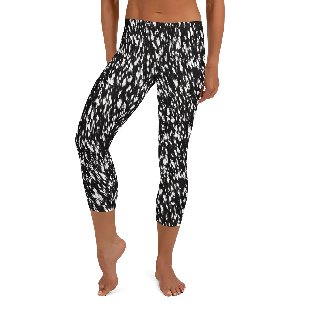 Monochrome Rush on Capri Leggings — Front