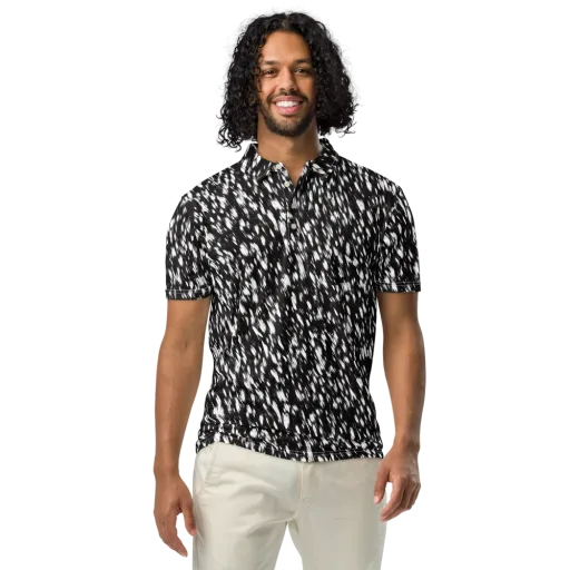 Monochrome Rush on a Men's Slim Fit Polo Shirt