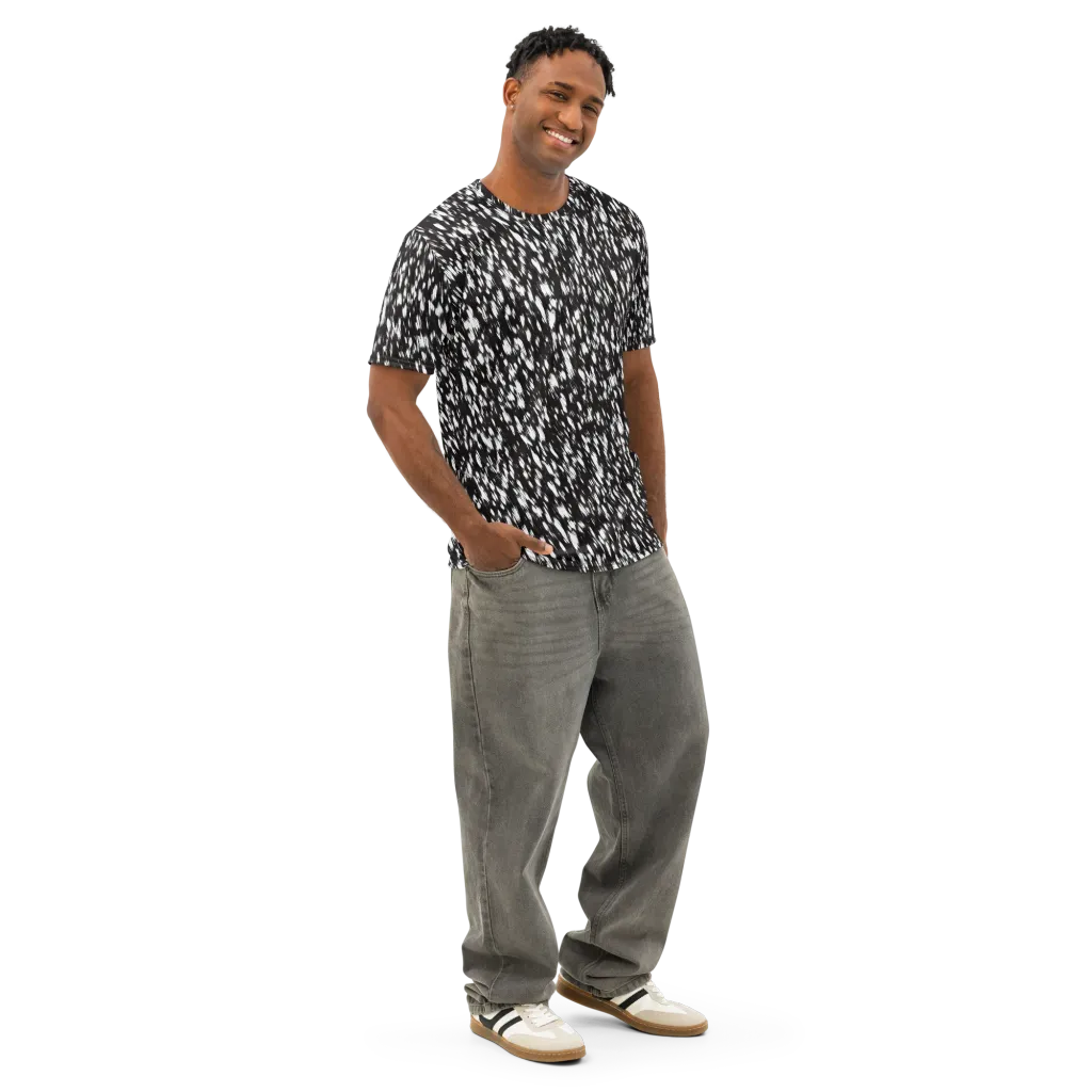 Monochrome Rush on Men's Cotton Crew Neck T-Shirt — Right Front