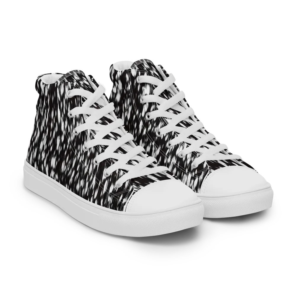 Monochrome Rush on Men's High Top Canvas Shoes — Right Front