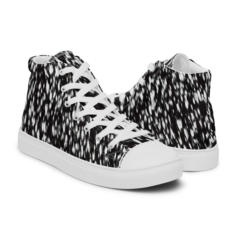 Monochrome Rush on Men's High Top Canvas Shoes — Right