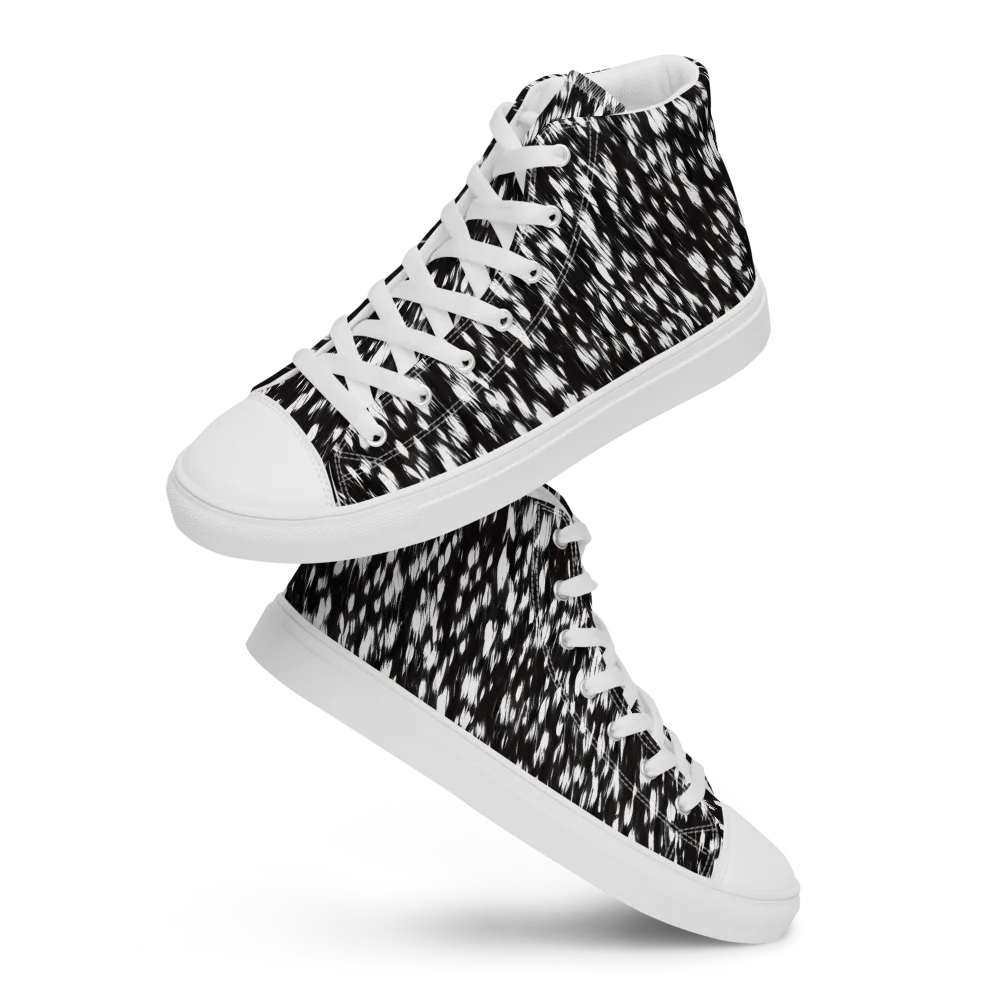 Monochrome Rush on Men's High Top Canvas Shoes — Front