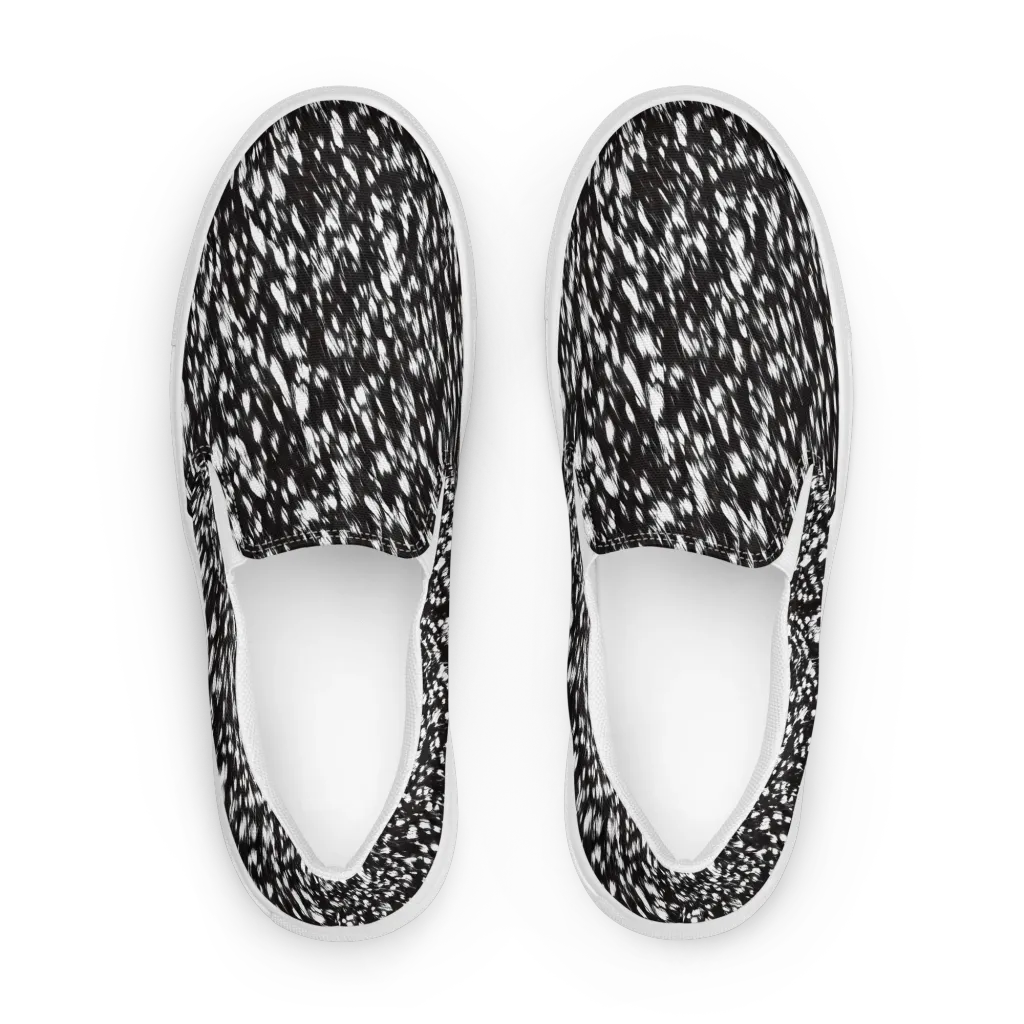 Monochrome Rush on Men's Slip-On Canvas Shoes — Front