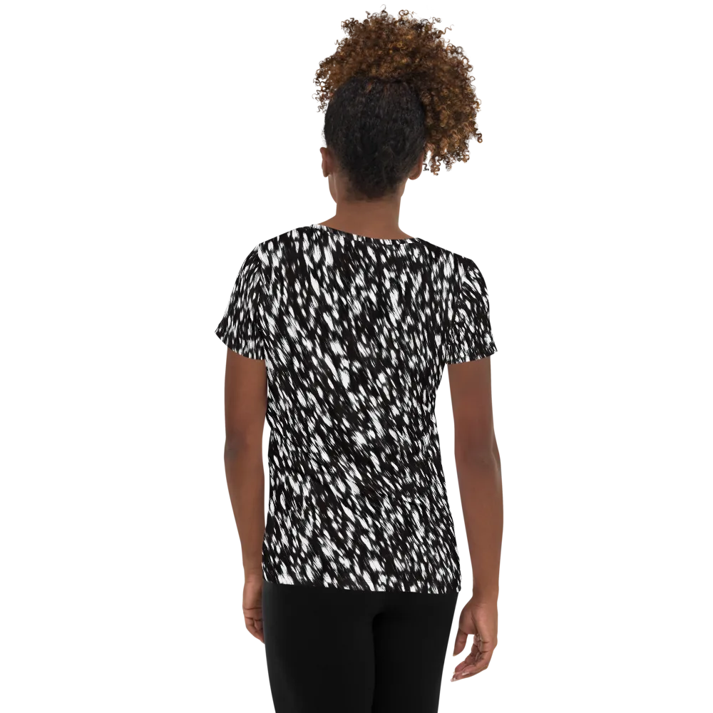 Monochrome Rush on Women's Athletic T-Shirt — Back