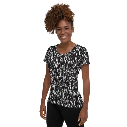 Monochrome Rush on a Women's Athletic T-Shirt