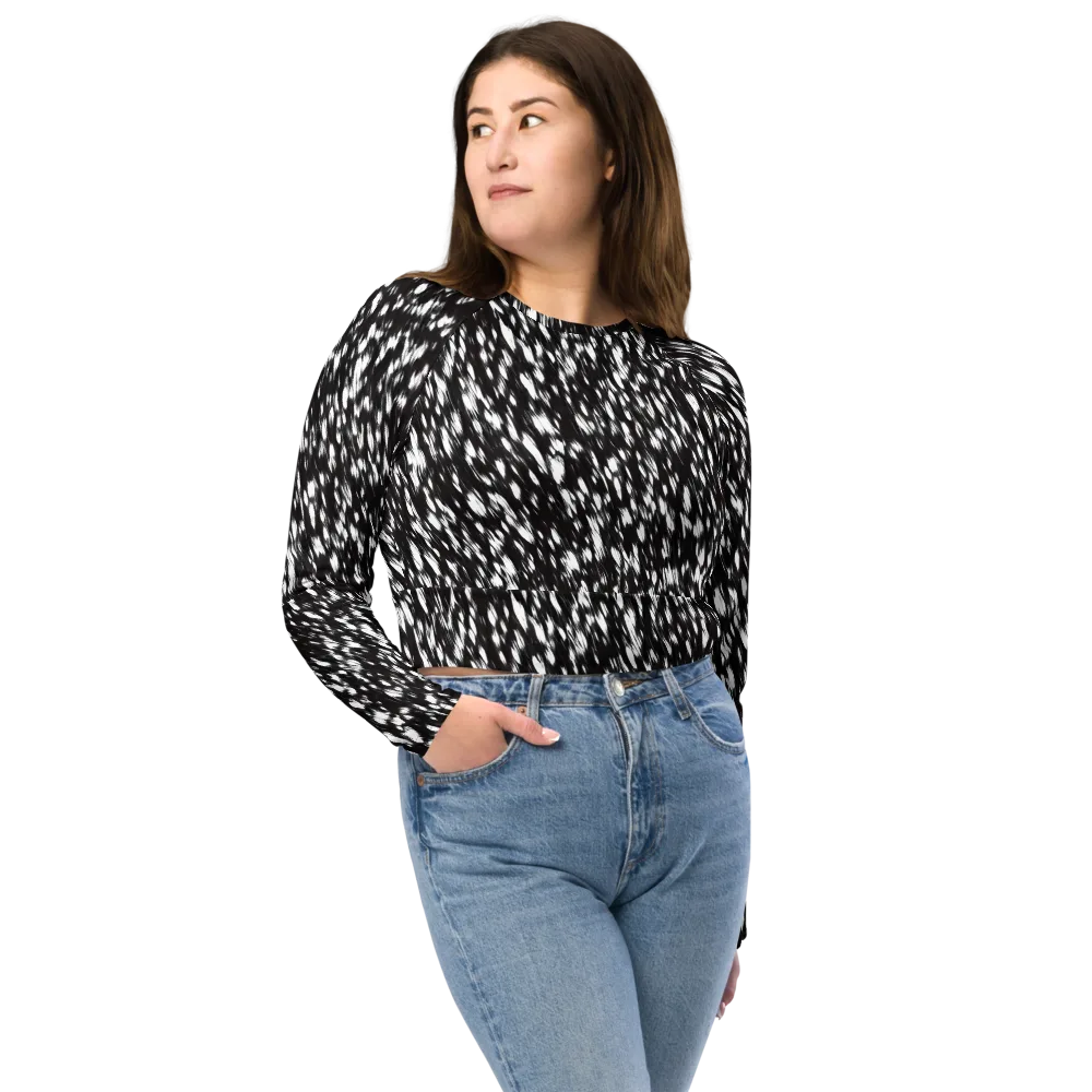 Monochrome Rush on Long Sleeve Crop Top — Front