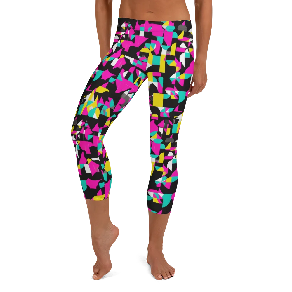 Afterimage Grid on Capri Leggings — Front