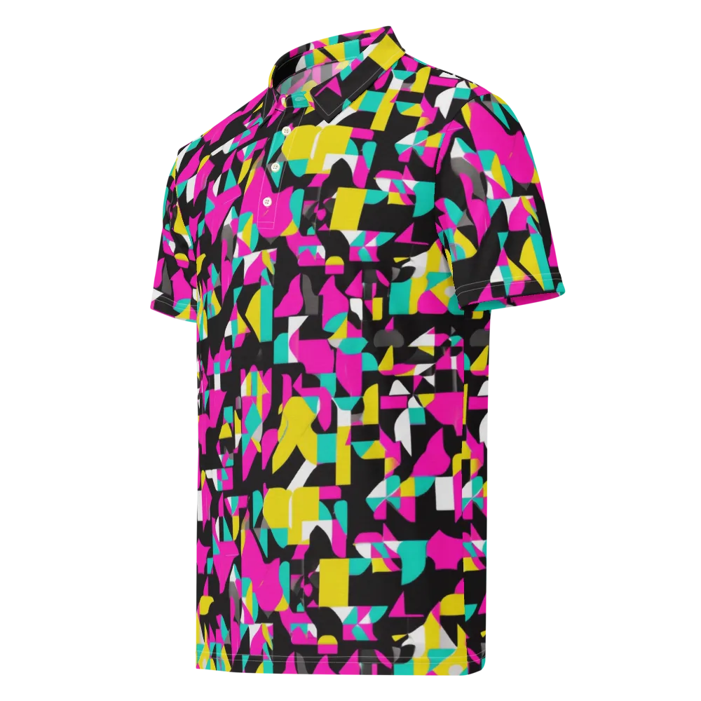 Afterimage Grid on Men's Slim Fit Polo Shirt — Left Front