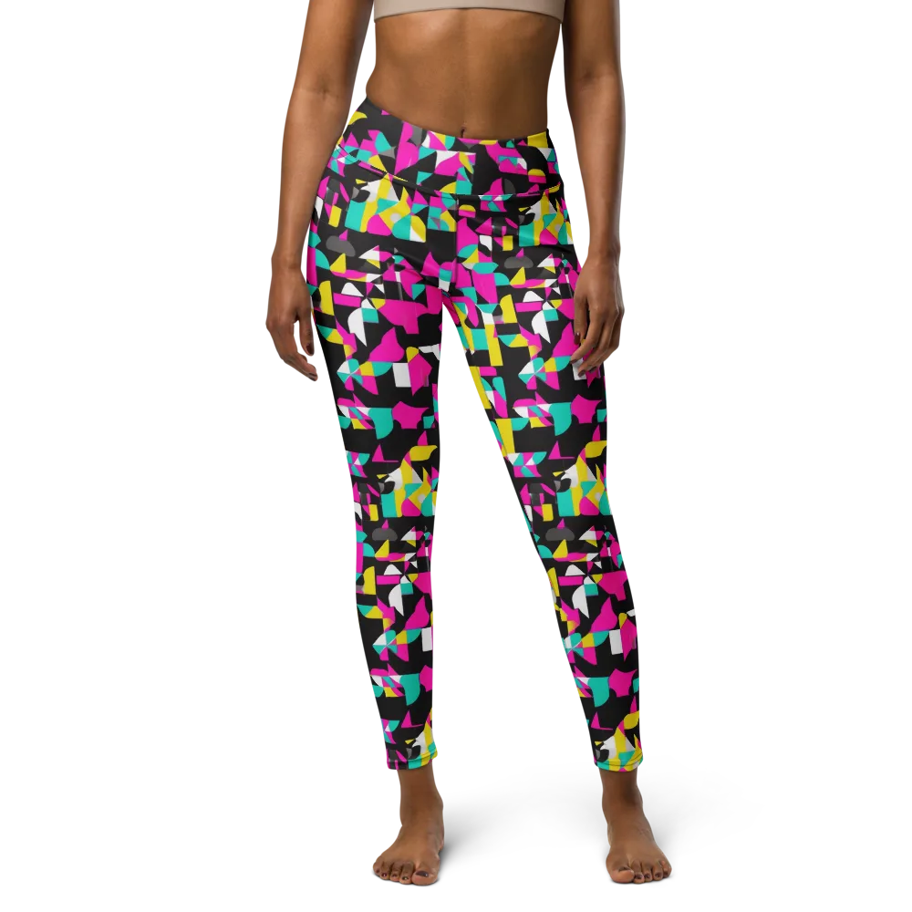 Afterimage Grid on Yoga Leggings — Front
