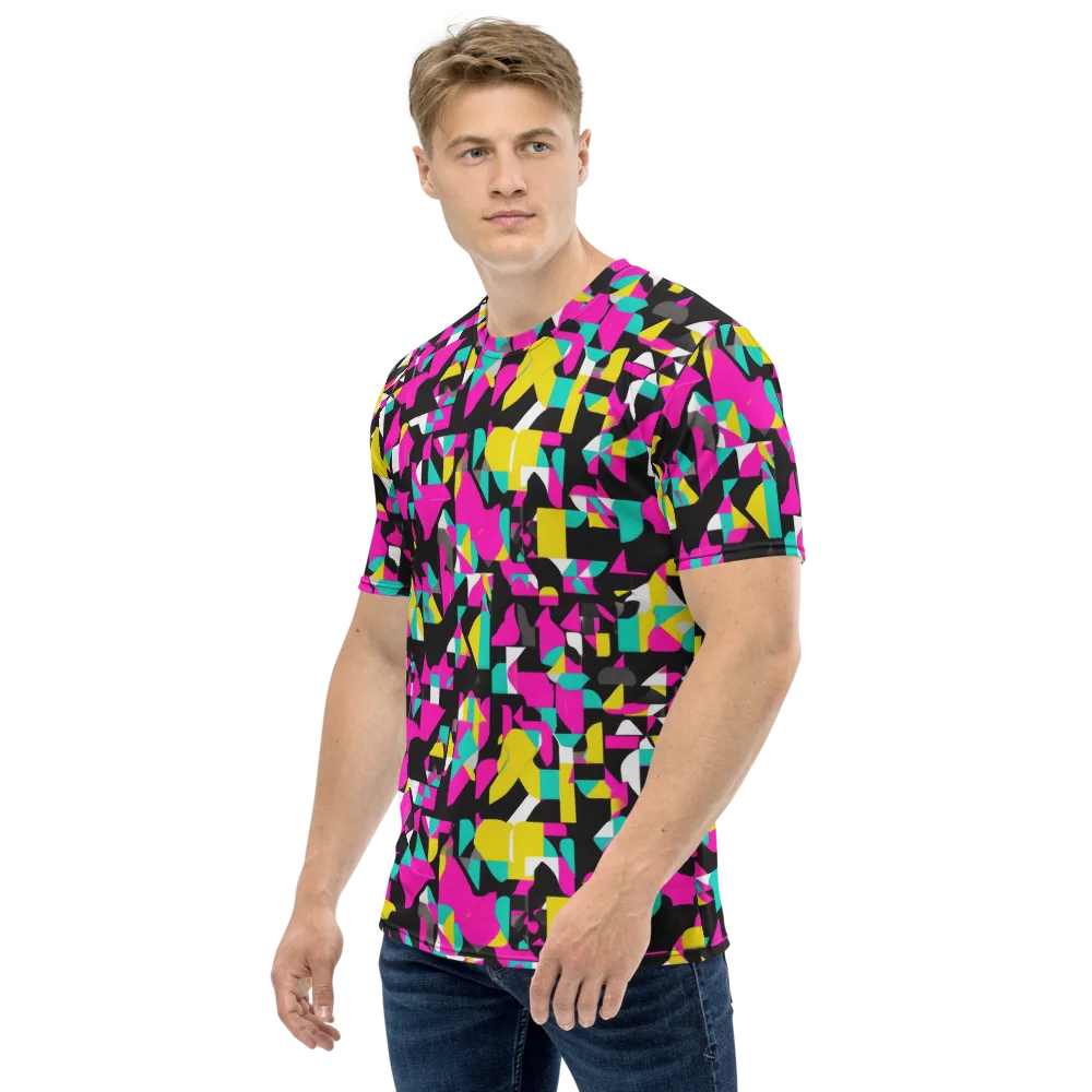 Afterimage Grid on Men's Crew Neck T-Shirt — Left