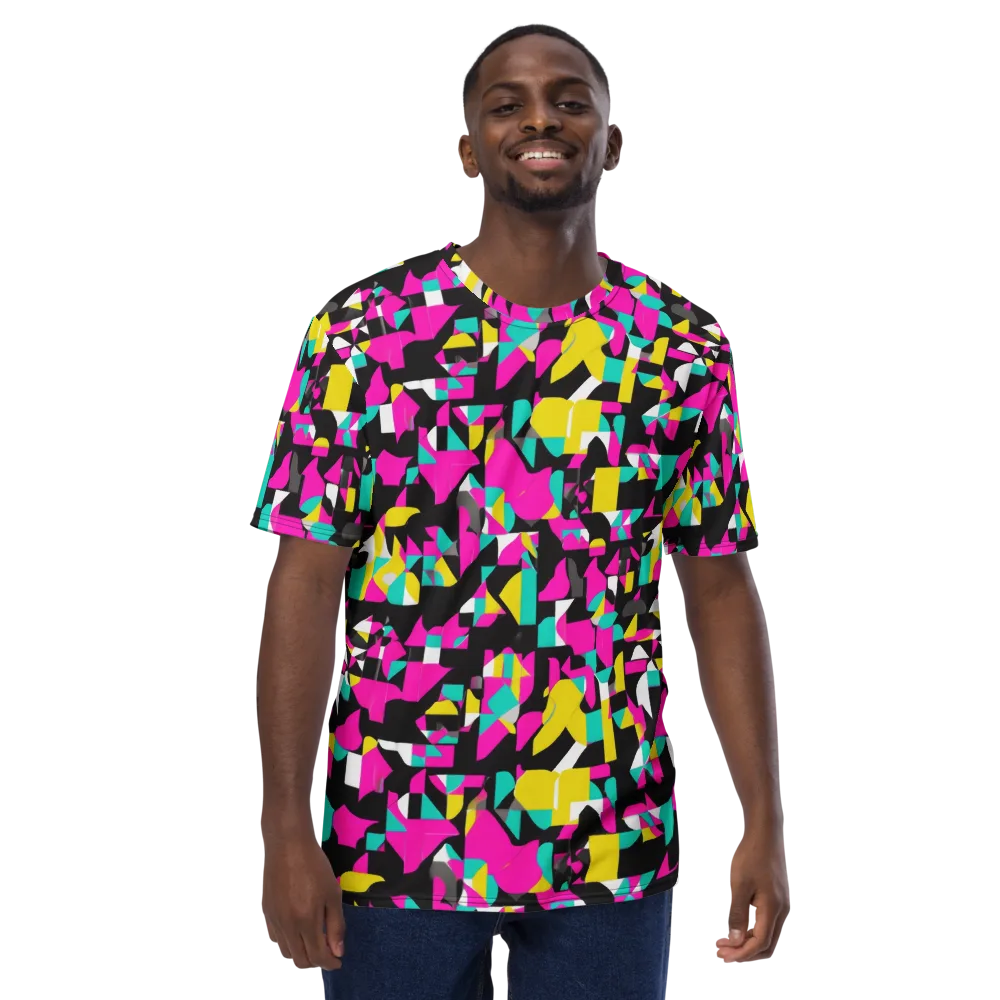 Afterimage Grid on Men's Crew Neck T-Shirt — Front