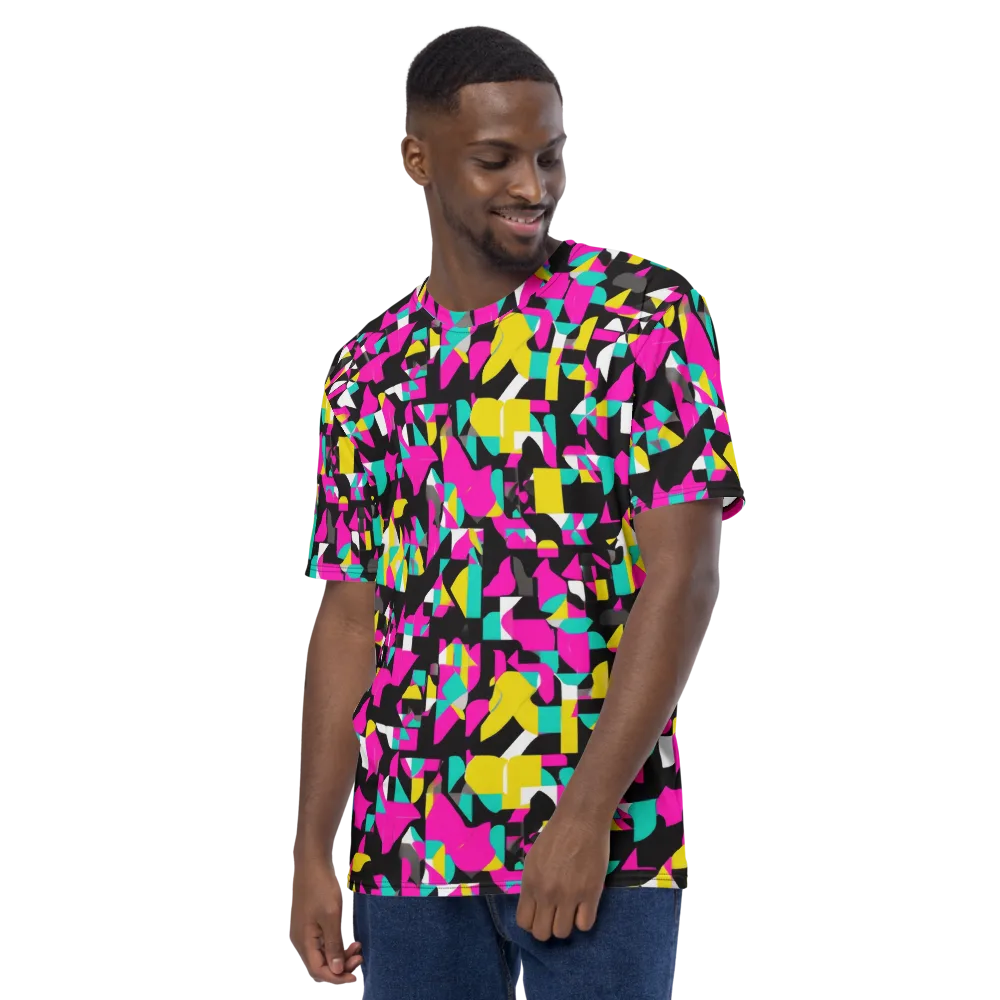 Afterimage Grid on Men's Crew Neck T-Shirt — Left