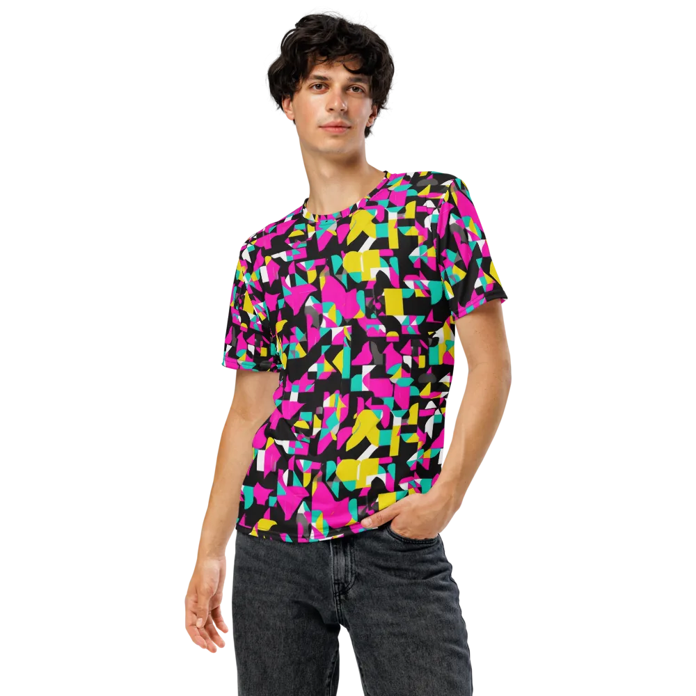 Afterimage Grid on Men's Crew Neck T-Shirt — Front