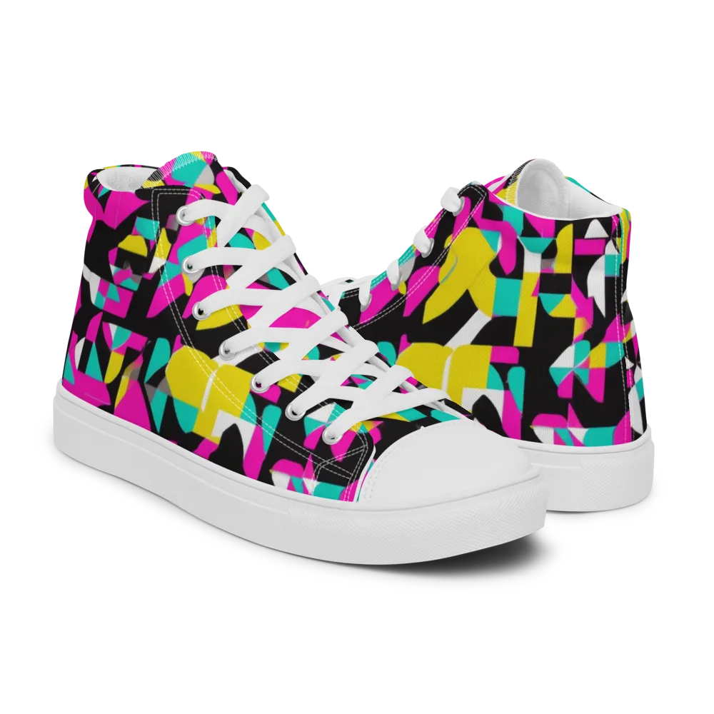 Afterimage Grid on Men's High Top Canvas Shoes — Right
