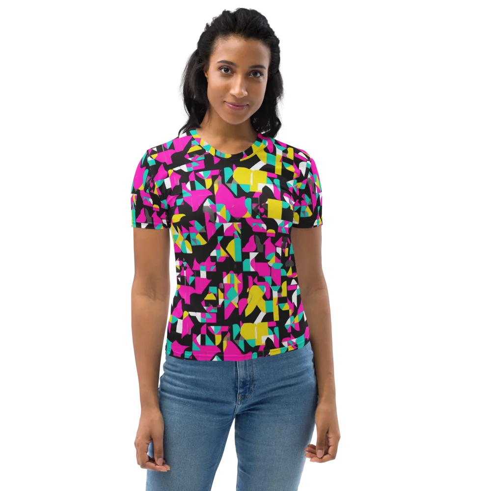 Afterimage Grid on Women's Crew Neck T-Shirt — Front