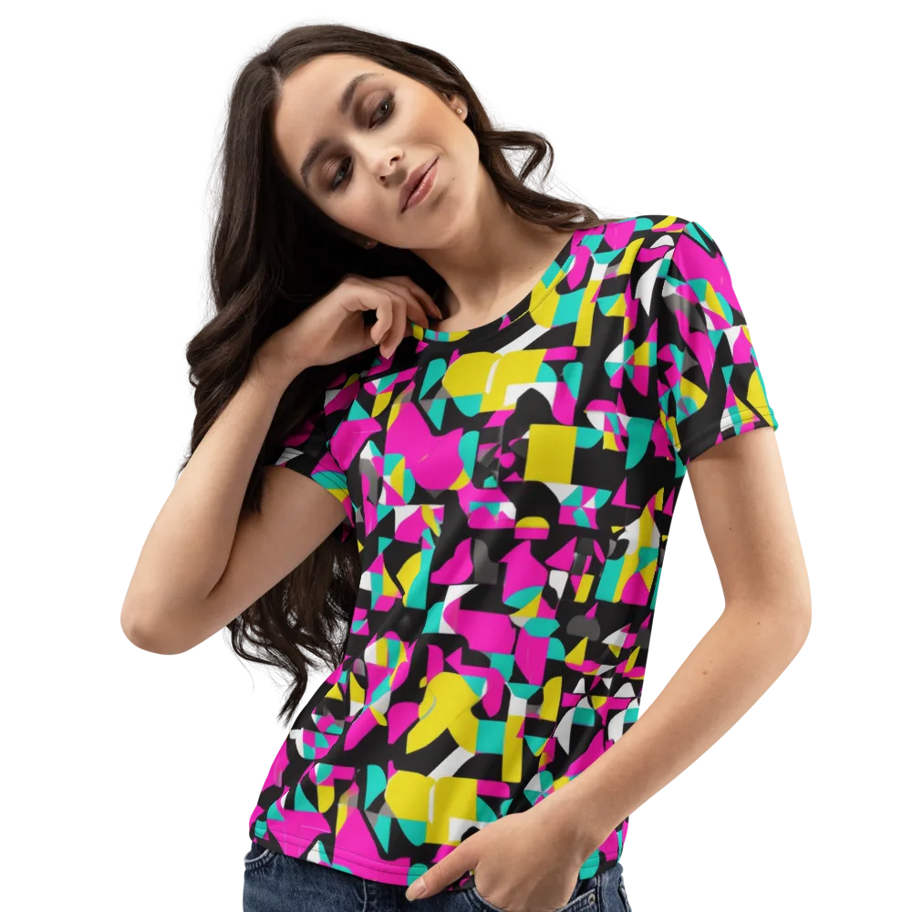 Afterimage Grid on Women's Crew Neck T-Shirt — Left Front