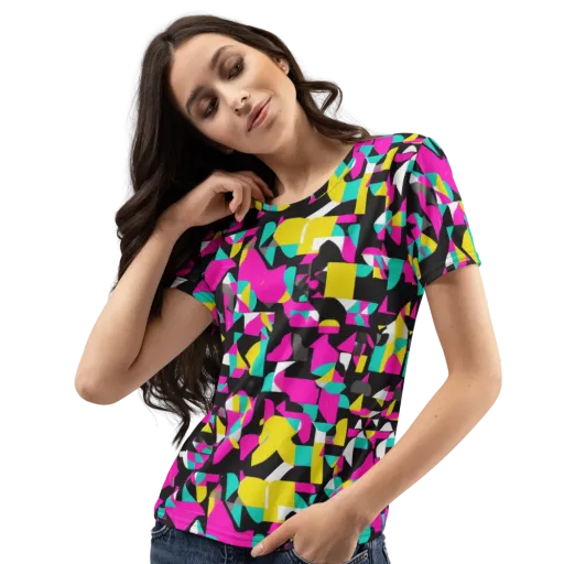 Afterimage Grid on a Women's Crew Neck T-Shirt