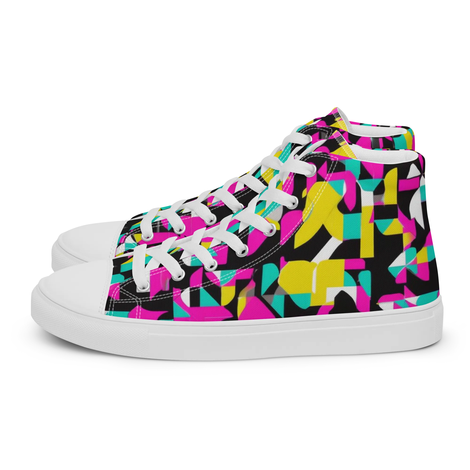 Afterimage Grid on Women's High Top Canvas Shoes — Left